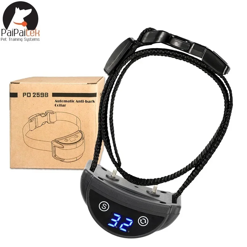 Collier Anti-aboiement pour Chien, Choc Électrique, Bouchon Taser, Vibrateur Rechargeable, Étanche, Vibration