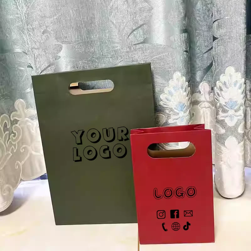 

10 шт. перфорированных пакетов из крафт-бумаги, без скидки, без ручек, подарочные пакеты для одежды, с возможностью нанесения логотипа по индивидуальному заказу