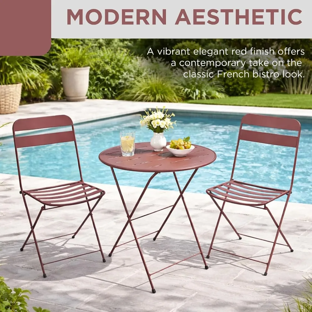 3-Piece Red Metal Folding Bistro Set – 20
