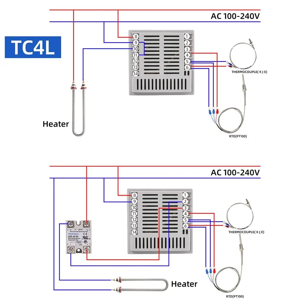 Uscita professionale TC4S TC4H TC4L TC4M Termostato PID digitale Doppio regolatore Regolatore di temperatura relè SSR