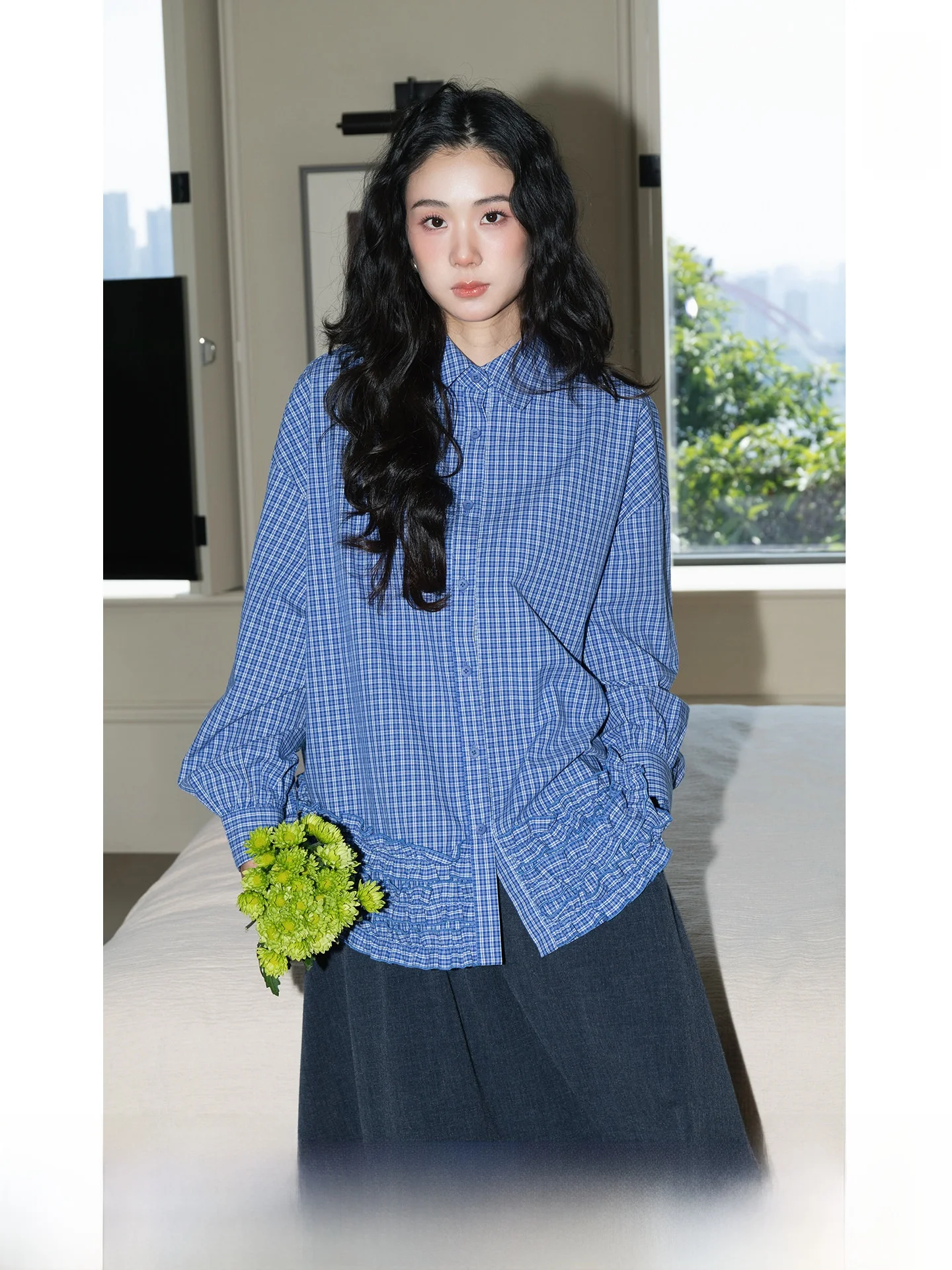 

BUD 2022, осенний новый пригородный клетчатый женский рюкзак, свободный дизайн, кружевной подол, французский длинный свек для девочек Faion