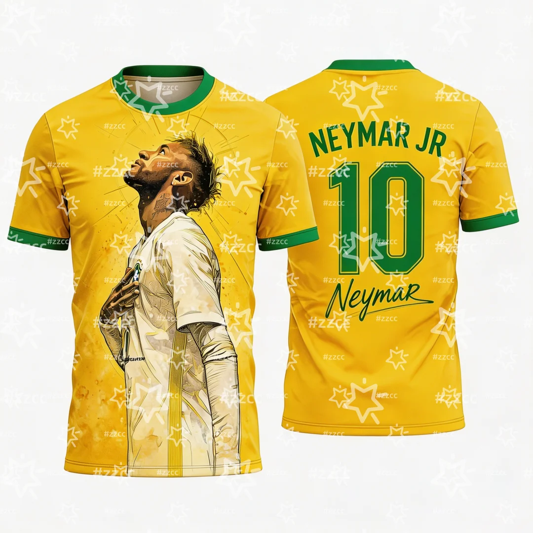 

2026 Brazil Neymar Jr No.10 Football Jersey Match Training Kit Summer Sports Men's T-Shirt Kid's Clothing cycling jersey ﻿
