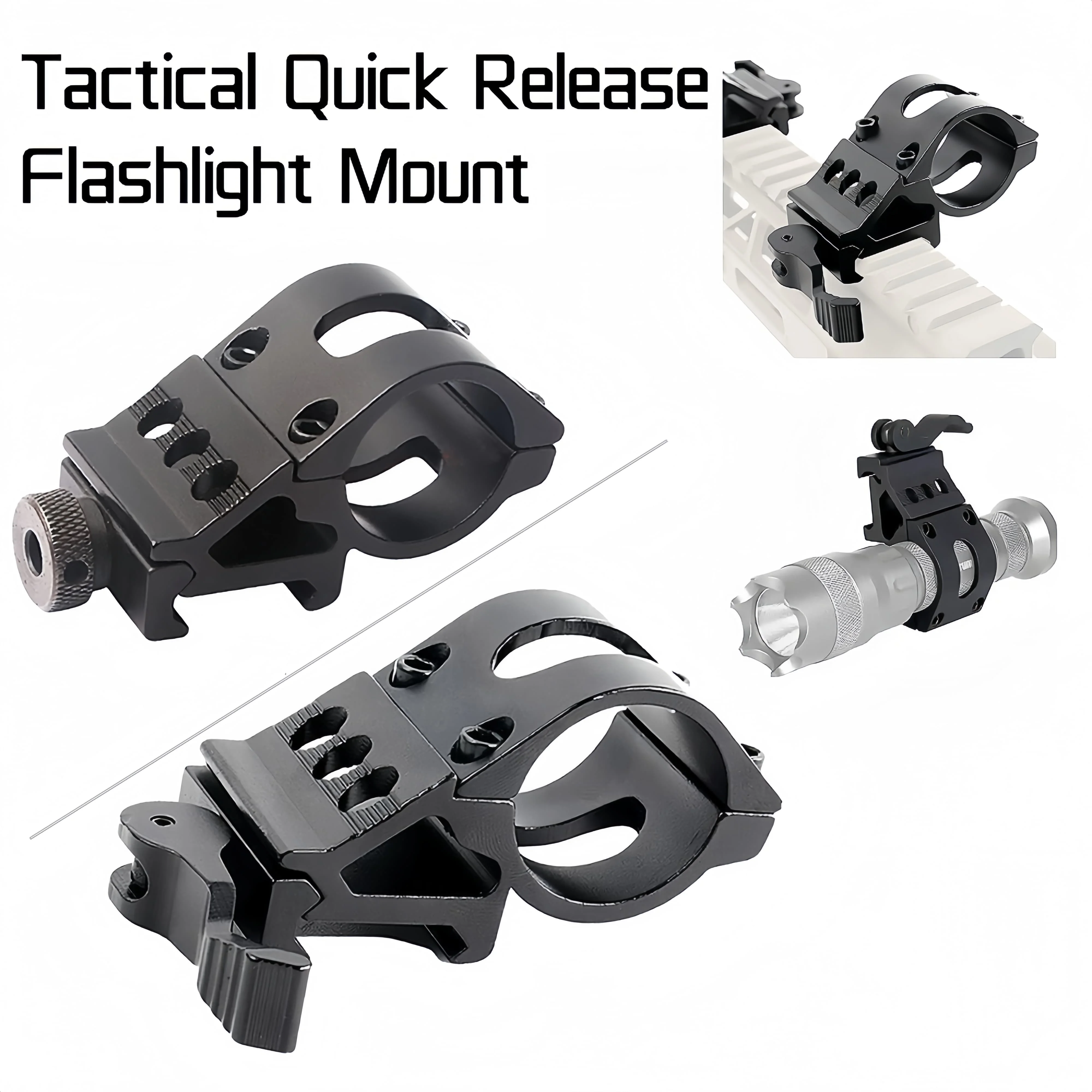 25.4mm 45° Offset Flashlight Mount – Quick Release Scope Holder for 20mm Picatinny Rail – Hunting Gun Accessory