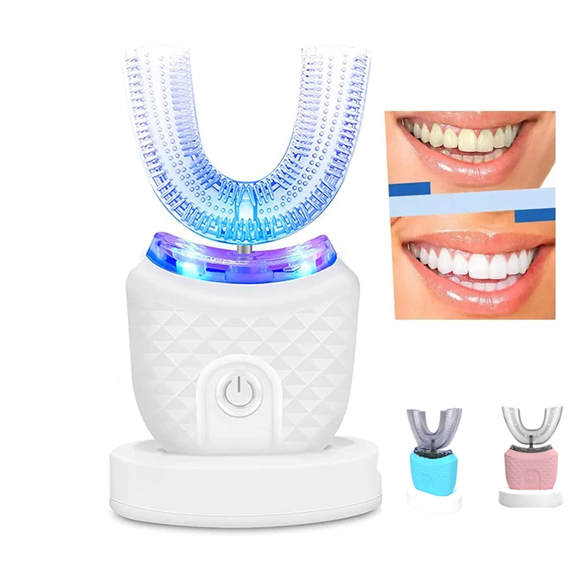 

Portable U-shaped electric toothbrush, ultrasonic 360-degree cleaning, silicone whitening automatic toothbrush, oral tool
