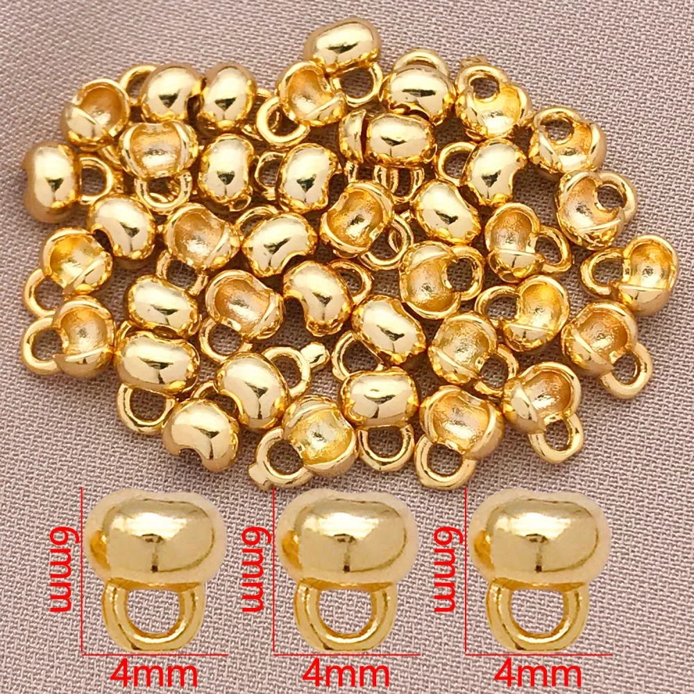 10 Stück 18K kupferplattierte, echt vergoldete, glatte Schnallen mit kleinem Loch für DIY-Armbänder, Halsketten, Perlen, Schmuckherstellungszubehör – Detail 8