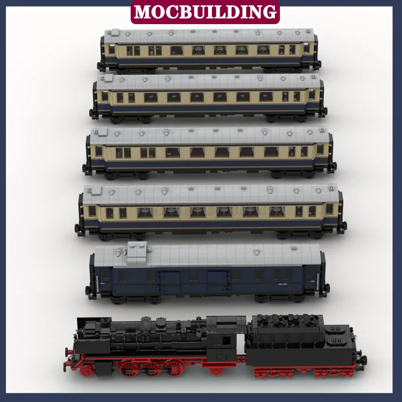 MOC City Railway Passenger Train Model Building Block Train Carriage Set Collection Series Wagon Toy Gift