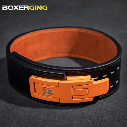 Imagen 1 del producto BOXERGING-Cinturón de levantamiento de fuerza para Fitness, hebilla rápida, sentadillas profundas, tracción dura, palanca de cuero, equipo de protección de elevación