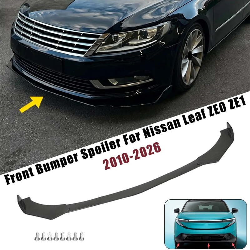 Sport Front Bumper Splitter Spoiler Lip For Nissan Leaf ZE0 ZE1 2010-2026 5Pcs Adjustable Sectional Car Exterior Tuning Body Kit