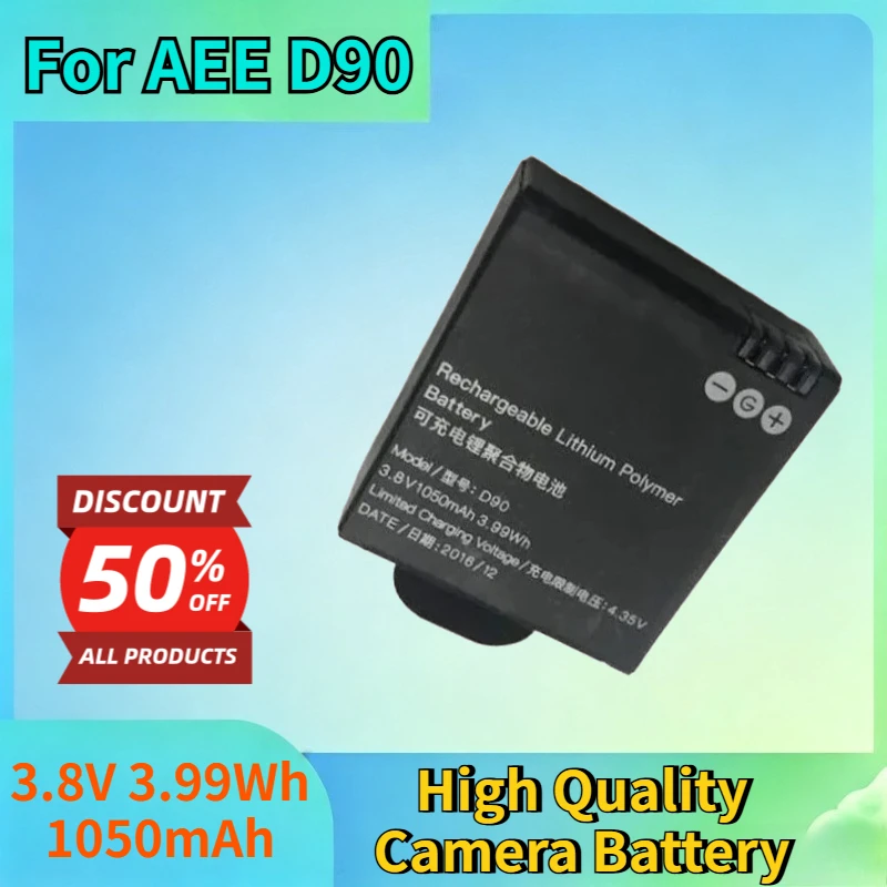 

New 3.8V 3.99Wh 1050mAh Lithium-polymer Rechargeable Battery for AEE D90 S90 S91B Lyfe Series Action High Quality Camera Battery