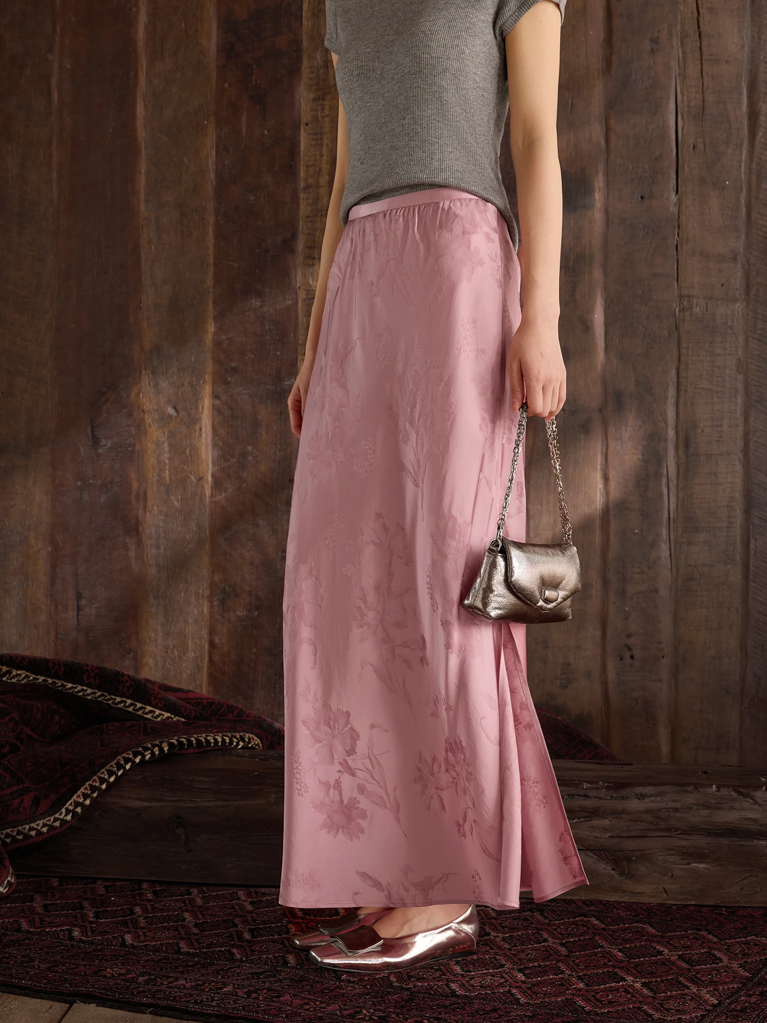 Summer New Elastic Waist Embroidered Asymmetrical Chinese Style Long Skirt Women's High Waist Slim Fit H-Shape Skirt