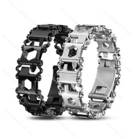 Stainless steel outdoor survival bracelet, multi-function tool bracelet 29 in 1 portable tool
