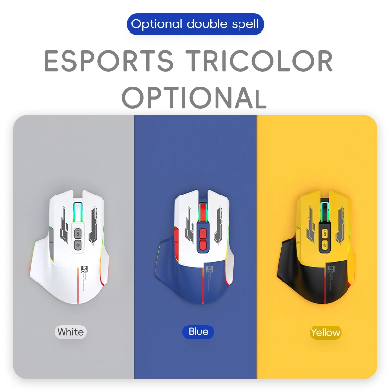 New Dual-mode 2.4G+Buletooth Wireless Vertical Ergonomic Optical Computer Mouse E-sports Game 1600DPI RGB Light Effect Mute Mice