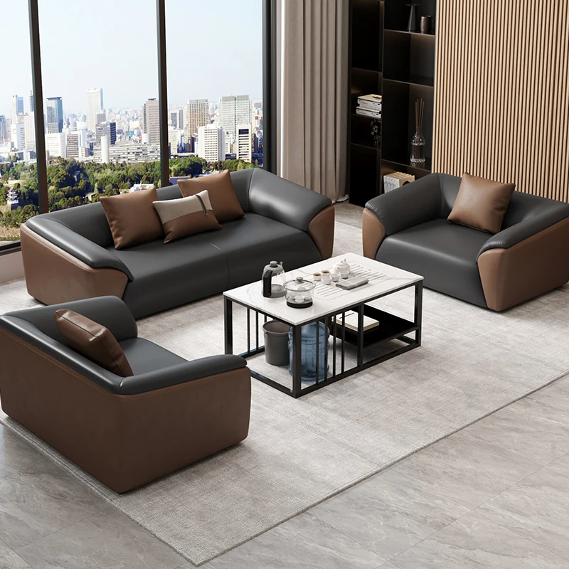 

Office sofa high-end president business meeting area modern simple office coffee table combination furniture