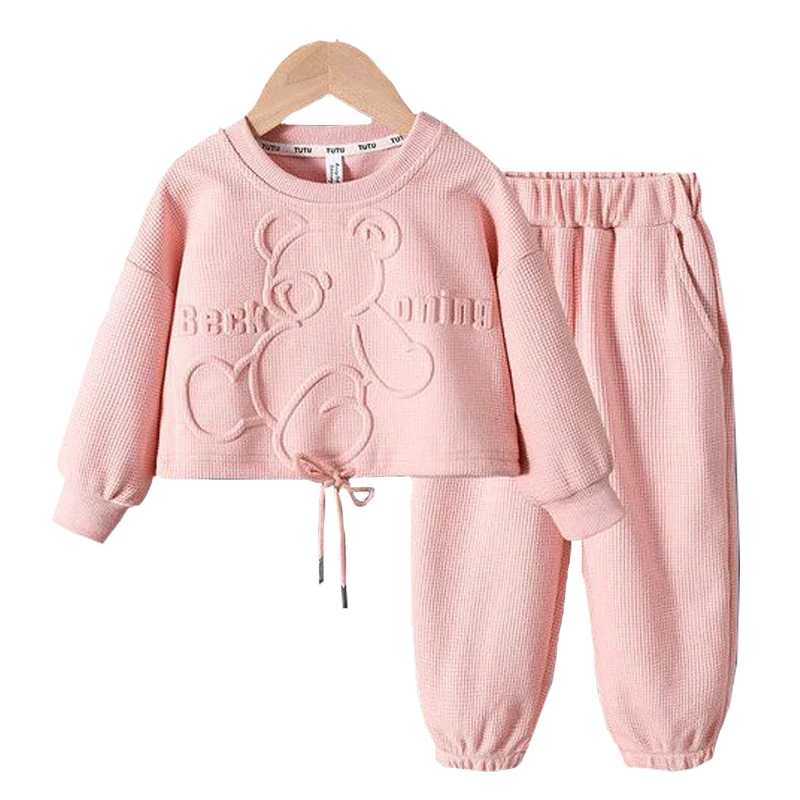 

Clothing Set Spring Autumn Girl Korean Fashion Cartoon Casual Versatile Sportswear Coat+Pants 1-8 Year Old Beibei New Child Wear