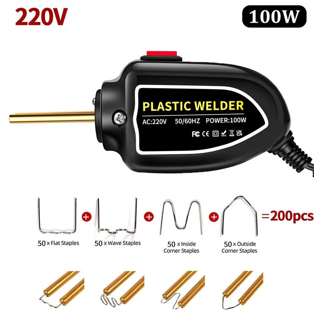 100W Portable Plastic Welder 220V New Heat Gun Hot Binder Plastic Welder Soldering Iron Nail Bumper Repair Car Tool Kit