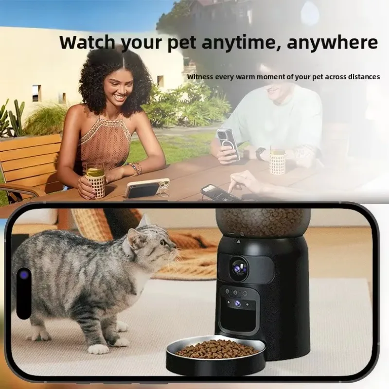 FurStarSmart Pet Feeder With Camera, 2.4G WiFi Auto Dog Cat Feeder, Timer Feeding For Remote Viewing & Monitoring