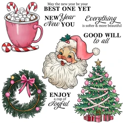 Mangocraft Christmas Tree Mug Santa Cutting Dies Clear Stamp DIY Scrapbooking Metal Dies Silicone Stamp For Cards Albums Decor