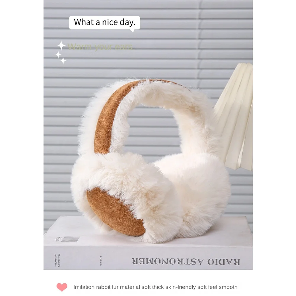 Fashion Warm Plush Ear Muffs Solid Color Foldable Thicken Ear Cover Cold Protection Soft Earflap Winter