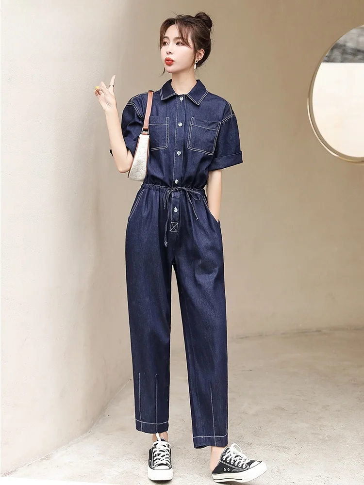 Combinaison en jean slim pour femme, nouvelle arrivée été, taille haute, amincissante, élégante, fine, pantalon une pièce