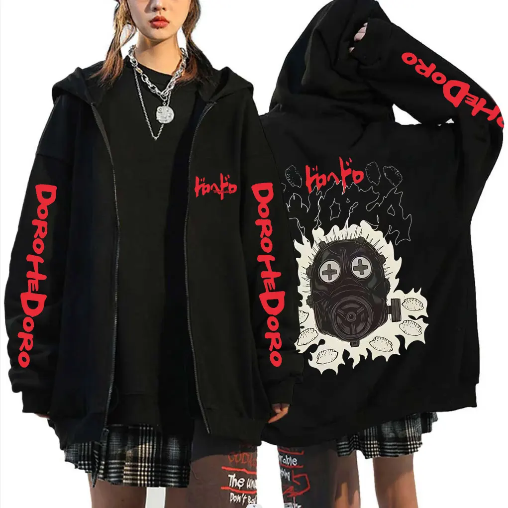 

Anime Dorohedoro Kaiman Face Graphic Zipper Hoodie Men Women Gothic Casual Zip Up Jacket Man Cartoon Oversized Zip Up Sweatshirt