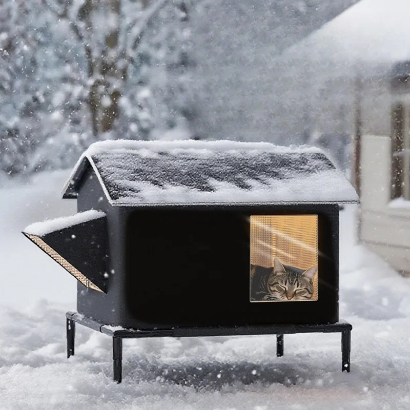 Nid de chat chaud d'extérieur, nid de chat isolé universel quatre saisons de grande taille, pliable, étanche, résistant à l'humidité pour animaux de compagnie