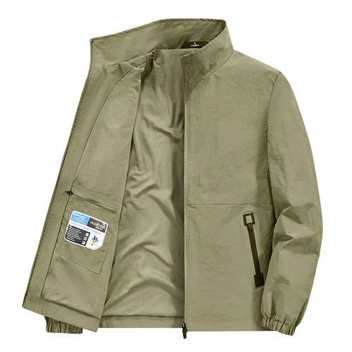 Imagen 2 del producto Chaqueta informal holgada para hombre, abrigo de talla grande con cuello levantado para primavera y otoño, estilo de negocios ligero y cómodo