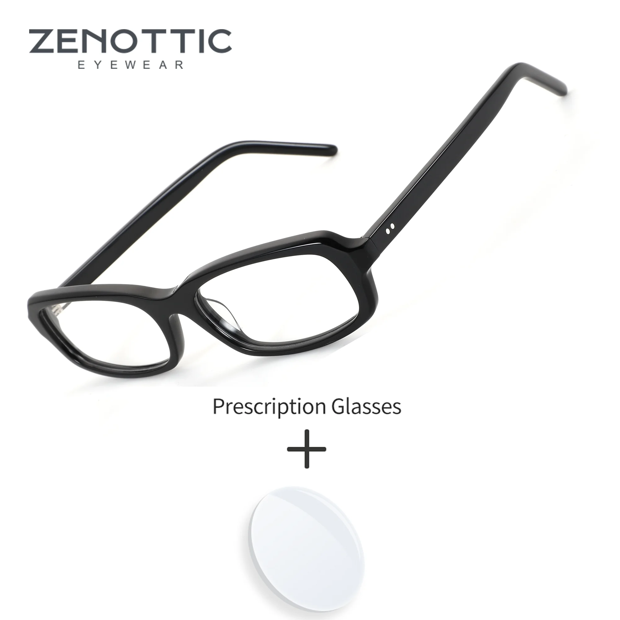 ZENOTTIC Unisex L Size Rectangular Acetate Optical Prescription Eyeglasses Myopia Reading Blue Light Blocking Compact Glasses