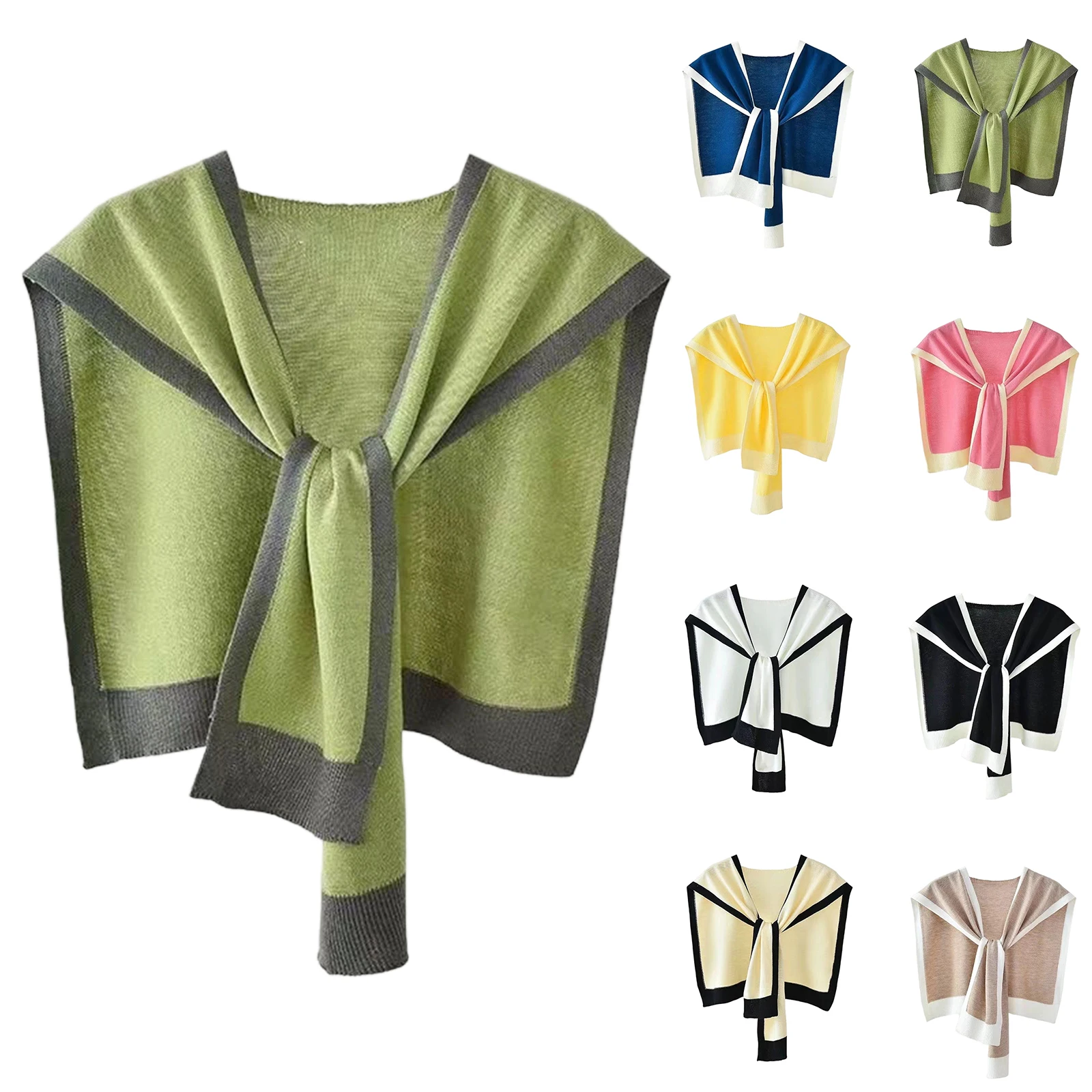 

Женский уличный свитер с цветными блоками, шаль, дорожный повседневный шарф, накидка, топы на плечо, модные аксессуары для одежды