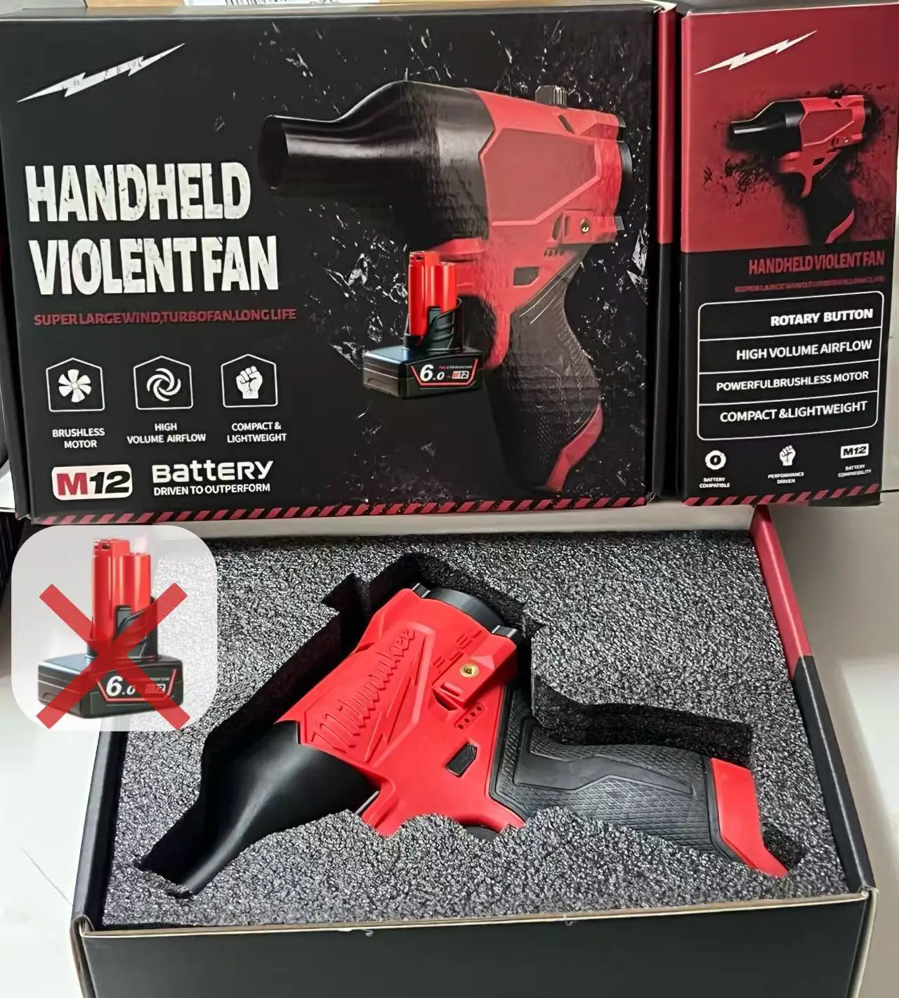 NEW M12 Brushless Jet Blower for Milwaukee 12V Battery 160000RPM Violent Turbo Fan Electric Air Duster (Battery Not Included) 1