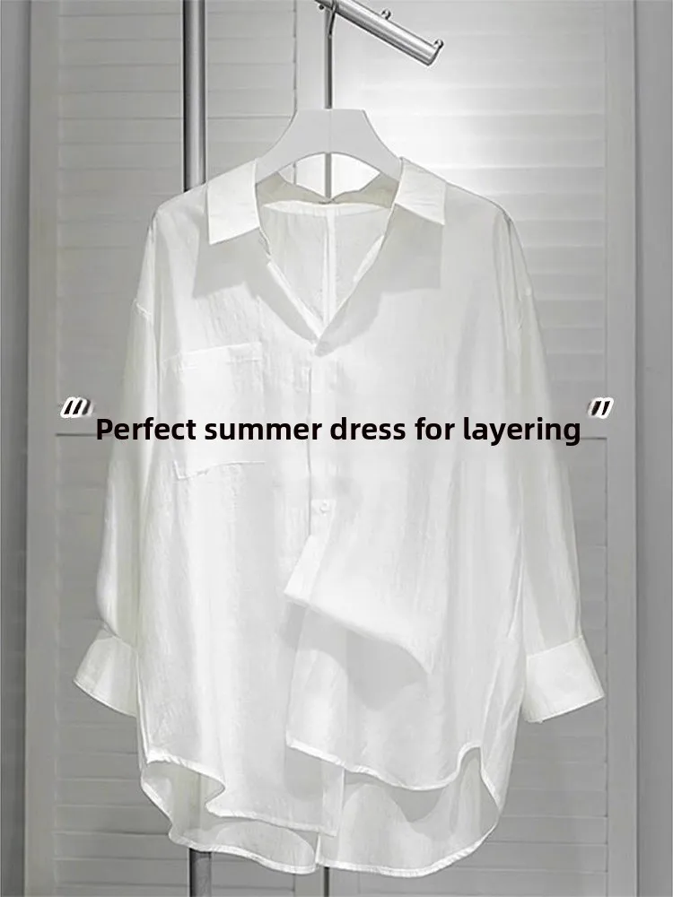 

2026 Summer High-End Women's Fashion New Design Sunscreen Chiffon Thin Medium-Length Shirt Korean Style Commute Wind Coat
