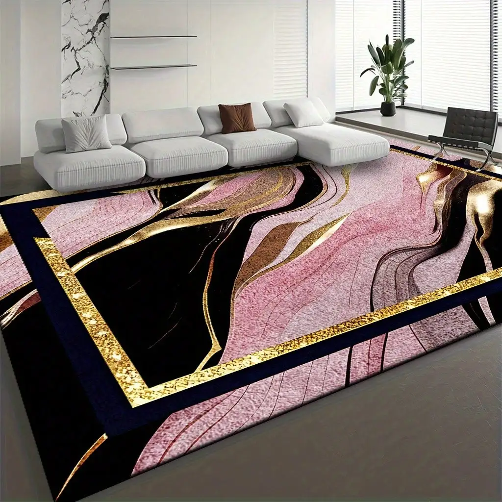 

850gm ², Soft And Thickened Area Floor Mat, Light Luxury And Simplicity Wind Fluid Racked Pattern Carpet, Matching With Pink