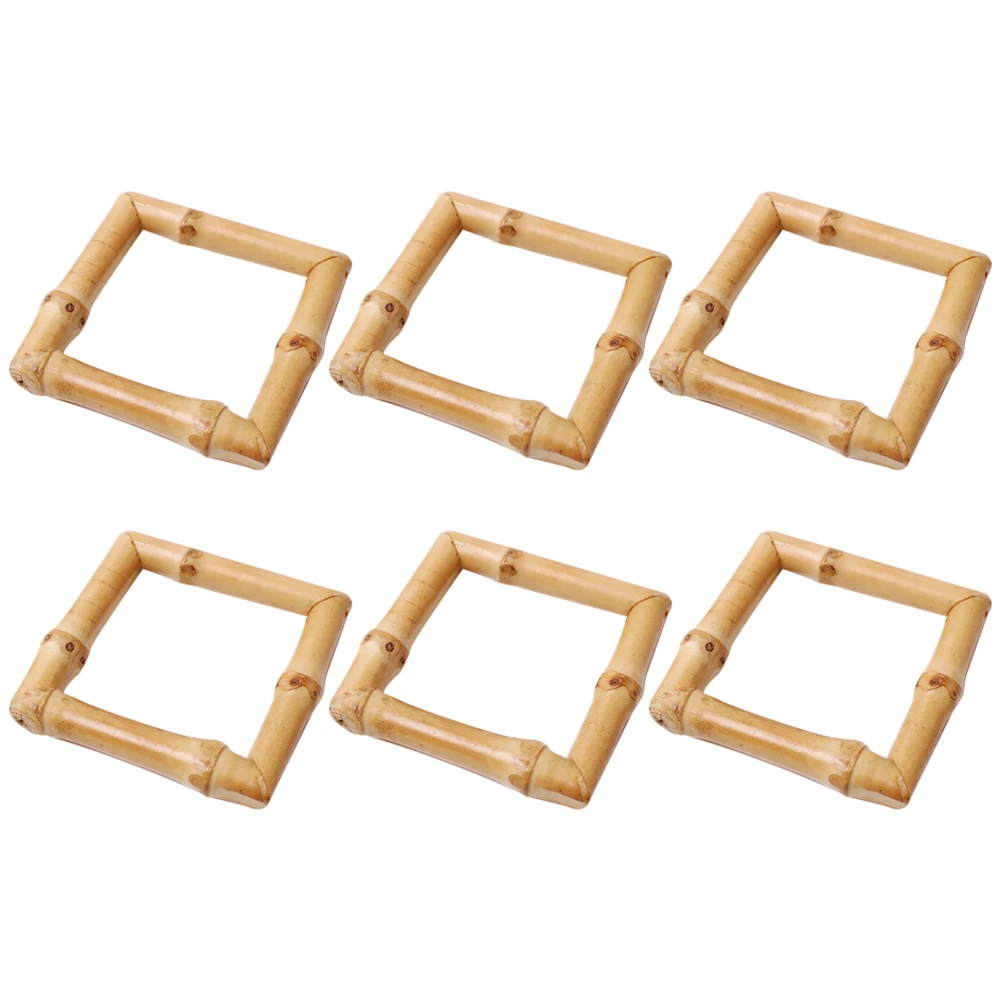 

6 Pack Home Dinner Table Serviette Buckles Eye-Catching Bamboo Husk Table Decoration Napkin Rings for Wedding, Square