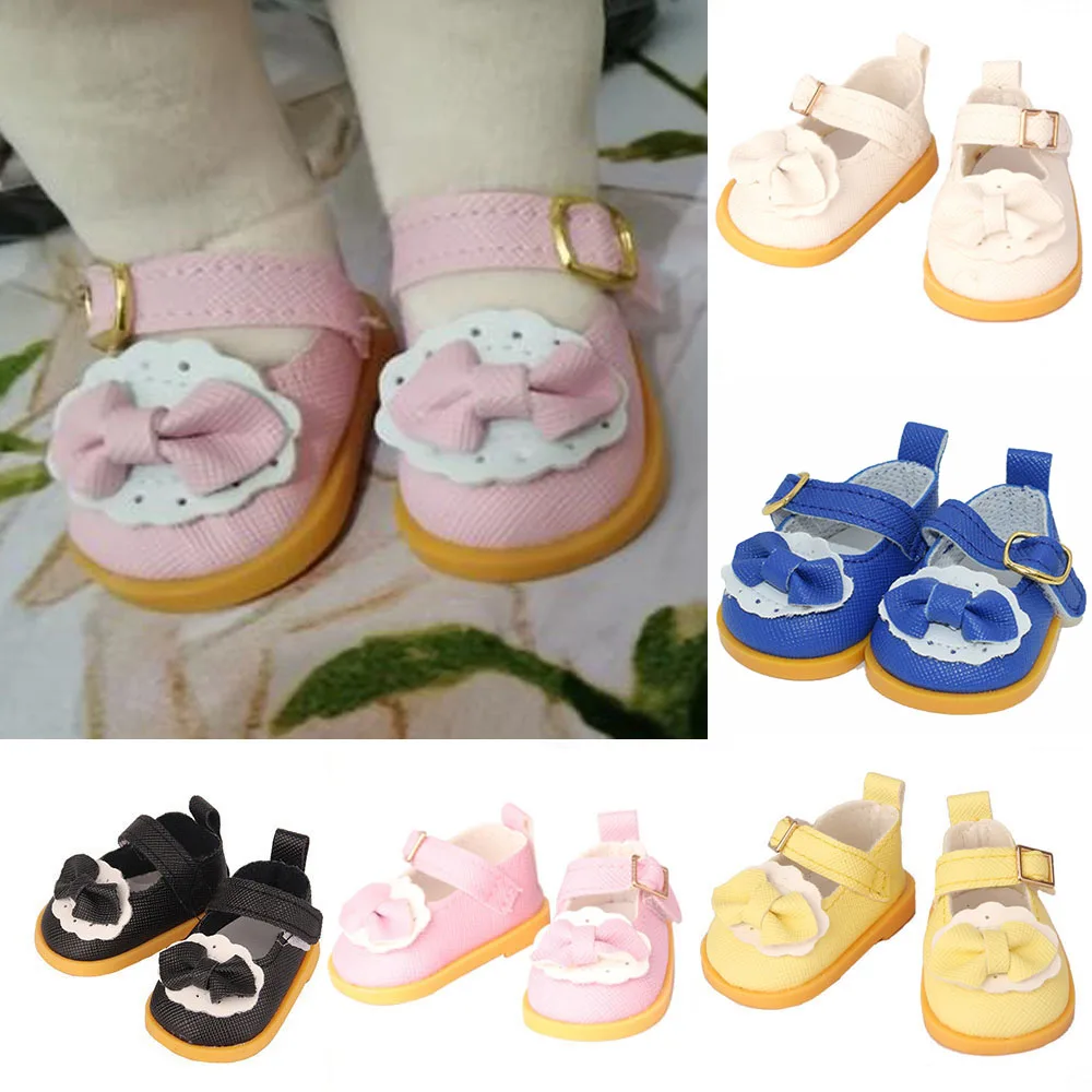 

5CM Doll Shoes For 20Cm 14 Inch Cotton Dolls, 4 Colors PU Leather Lace-up Mini Doll Shoes Fit BJD Russian DIY Handmade Dolls
