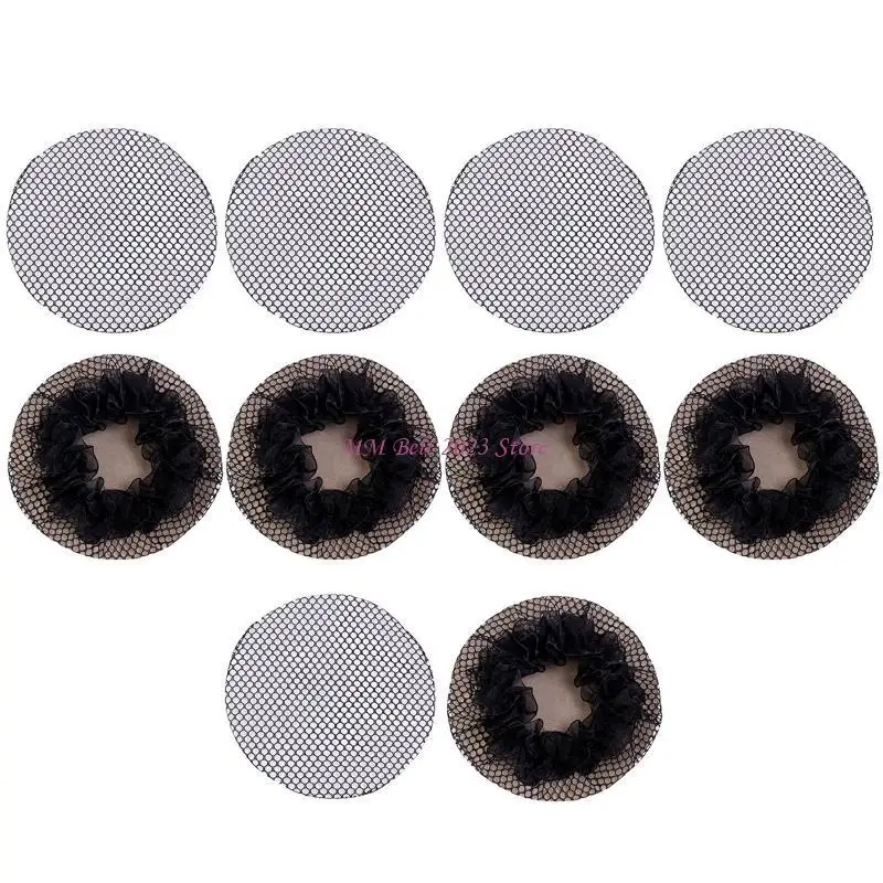 

49ME 10 шт., черная эластичная сетка с маленькими отверстиями, снуд, сетка для волос, невидимый чехол для пучка для женщин и для