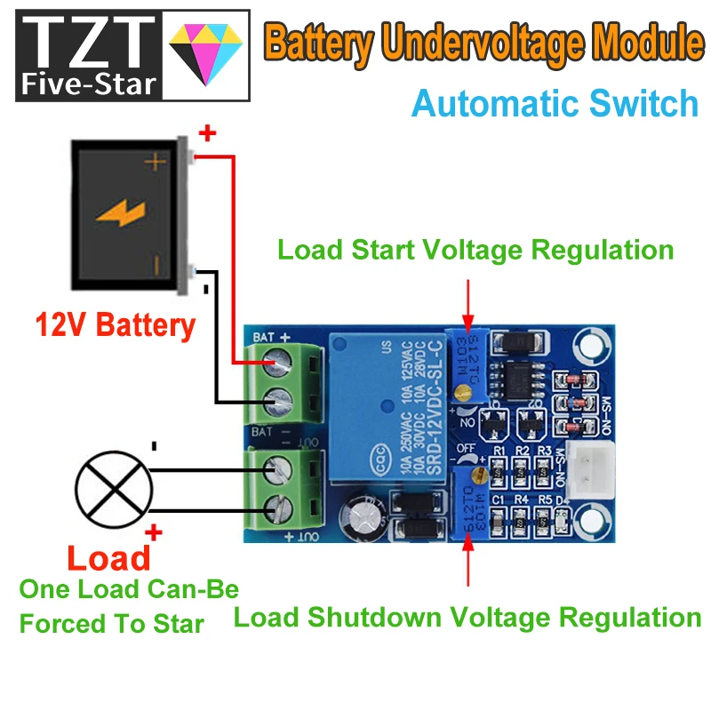 12V Battery Low Voltage Cut off Automatic Switch Recovery Protection Board Module Undervoltage Switch Module Charging Controller