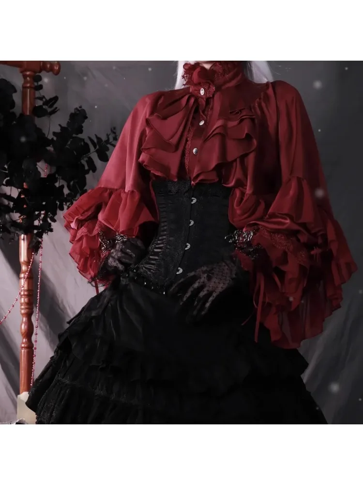 

Gothic Sle Long Sve Dragon Bone Cemetery irt Inner Wear k loween Cosplay Loose Fit Breathable Polyester Fiber