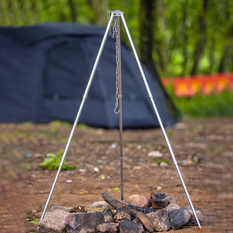 Camping Bonfire Tripod, Portable Outdoor Picnic, Cooking Pot, Hanging Triangle Stand Rack