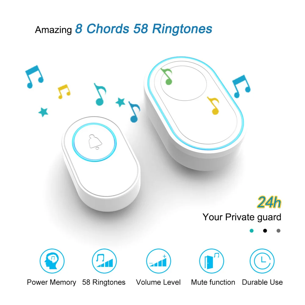433Mhz 초인종 경보 시스템 스마트 초인종 무선 스트로브 사이렌 58 사운드 라이트 사이렌 호환 433MHz 무선 센서, 도어벨 경보 시스템 스마트 초인종