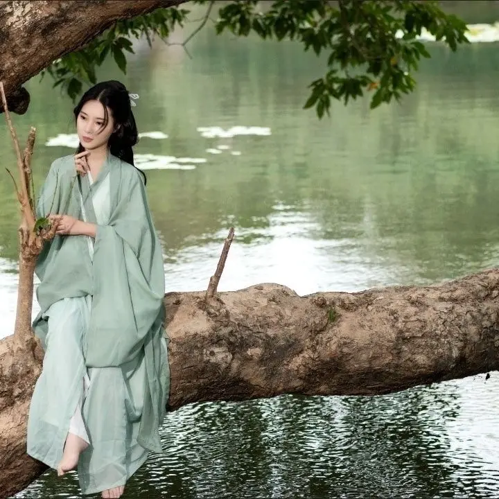 ‌ Abito Hanfu originale Wei-Jin - Gonna da fata fluente a maniche larghe da donna Costume cinese antico Hanfu tradizionale