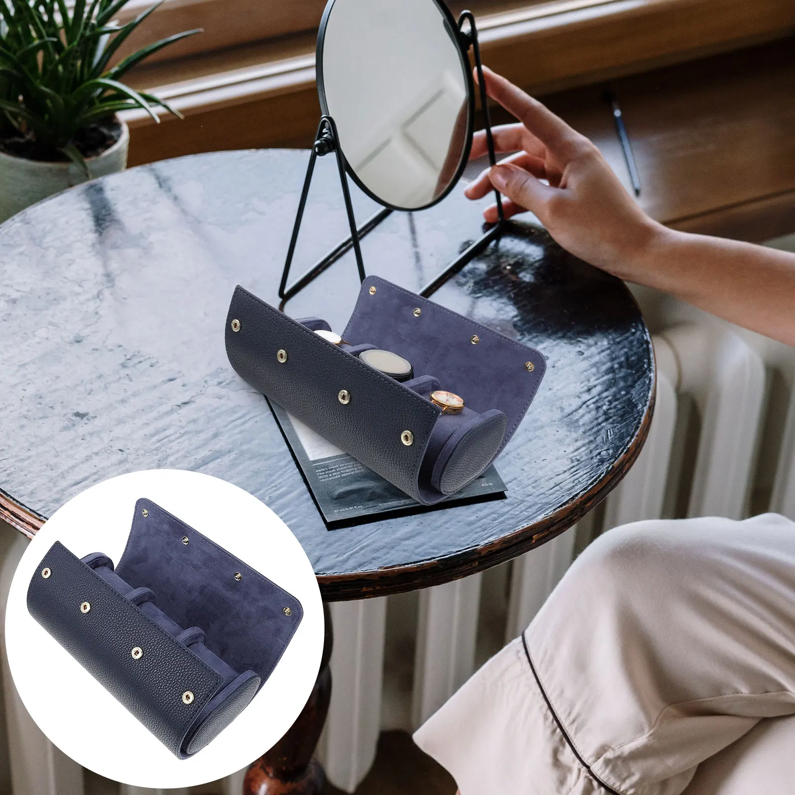 Watch Storage Box 1 Organizer Case for Men Blue Flannel Velour Dust Proof Protective Watch Case Storage Solution