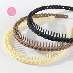 3Pcs Fashion Solid Color Plastic Hairbands For Women Toothed Wave Combs Non-slip Hair Bands Hair Accessories Girl Face Wash Head