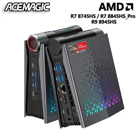 ACEMAGIC S3A Mini PC Gaming AMD R7 8745HS/8845HS R9 8945HS RAM 32GB DDR5 1TB SSD Gamer Computer RGB Light Control WiFi6 BT5.2