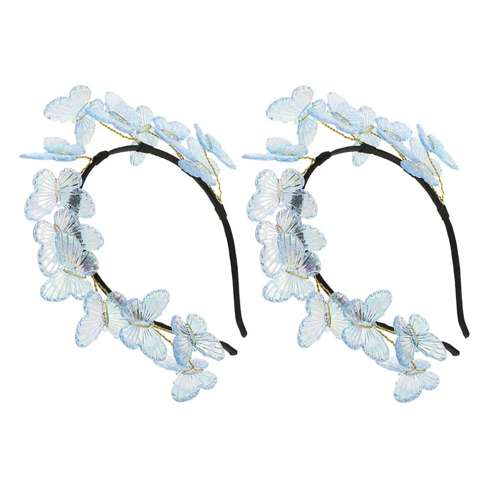 

2Pcs Butterfly Headband for Women 3D Cute Elegant Wedding Party Headpiece Lightweight Comfortable Fancy Hair Accessory Bridal