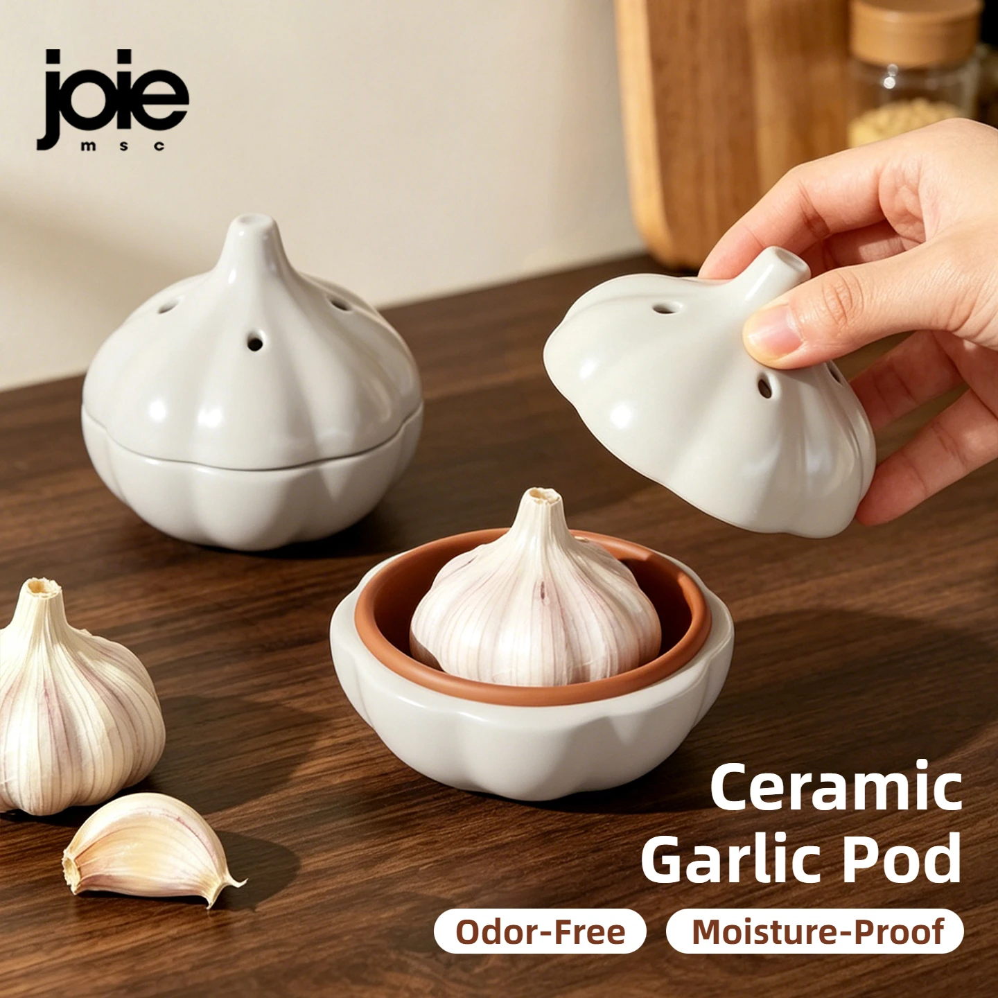 Joie – stockage d'ail en céramique, cuisine créative en forme d'ail, récipient alimentaire, étui à Fruits, boîte fraîche, réfrigérateur, rangement à domicile
