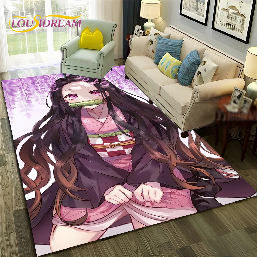 Kamado Nezuko Demon S-Slayer 3D Anime Carpet Rug for Home Living Room Bedroom Sofa Doormat Decor,Kid Area Rug Non-slip Floor Mat