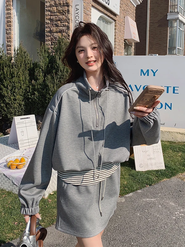 

Комплект из свитшота и юбки для женщин: повседневный спортивный костюм-двойка, омолаживающий и модный, для молодых женщин 8-25 лет