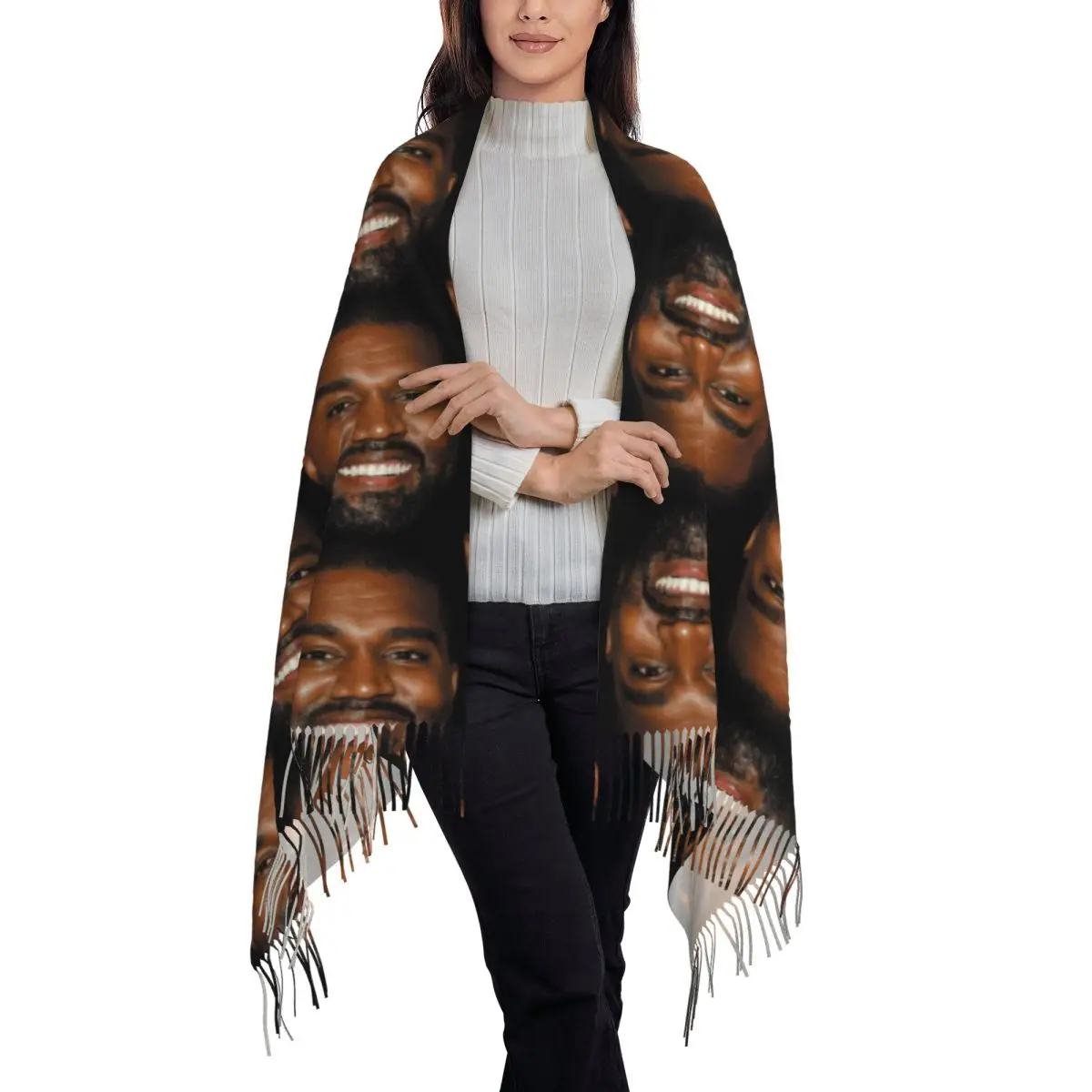 Personalized Print Funny Kanye West Meme Scarf Men Women Winter Warm Scarves Shawl Wrap