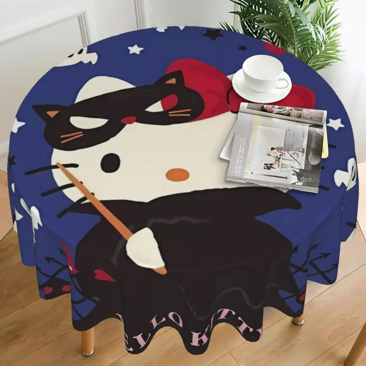 Hello Kitty Tablecloth   Halloween theme Funny Round Table Cloth For Decor Home Dining Table Cover Table Decoration