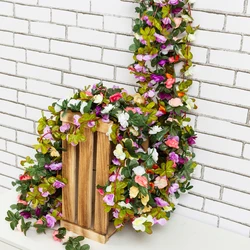 Unrovice 2.5M Primavera Autunno Fiori di rosa artificiali Ghirlanda Matrimonio Casa Camera Parete fai da te Pianta finta Viti Decorazione arco da giardino