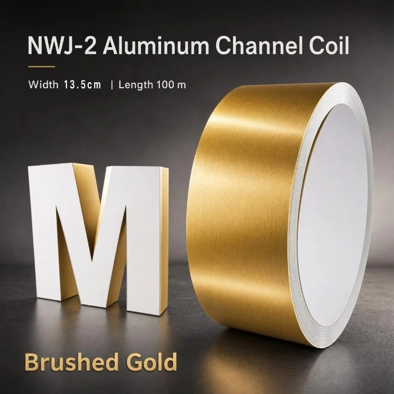 100m*13.5cm*0.5mm High-end luxury brushed gold large size groove coil with luxurious store atmosphere aluminum material